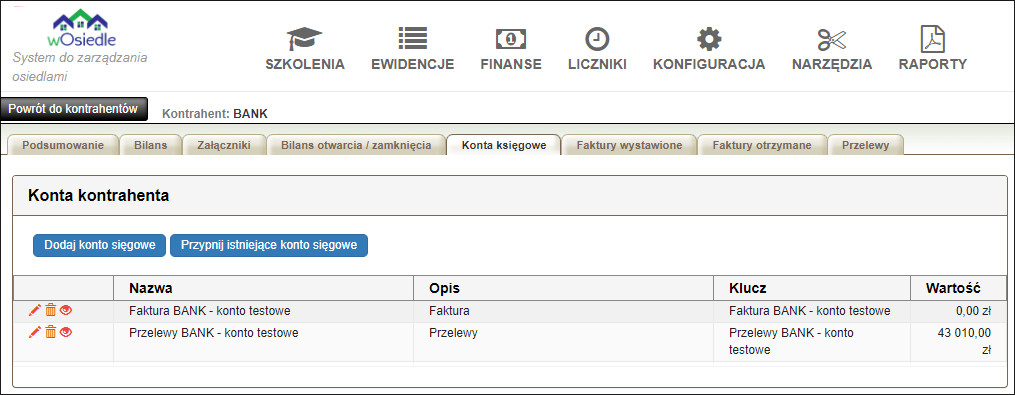 konta księgowe kontrahenta